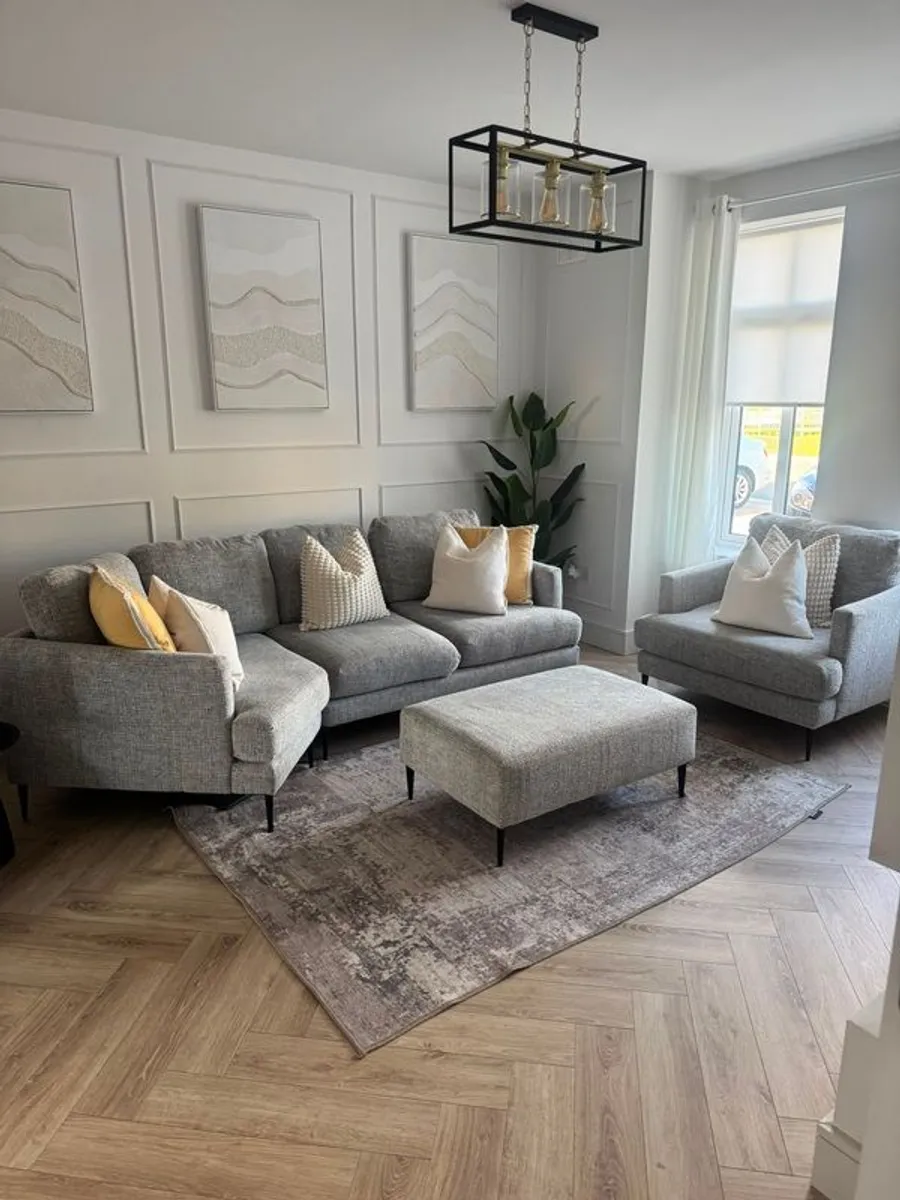 3 Seater Sofa, Armchair and Footstool Like New, Professionally Cleaned. - Image 1