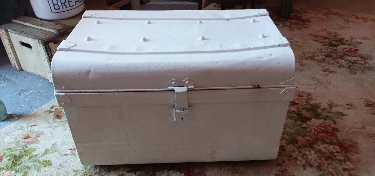 Antique Tin Trunk - Image 1