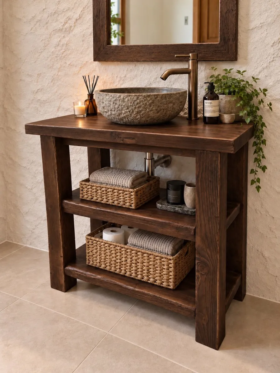 Handmade Rustic Bathroom Vanity Unit - Image 2