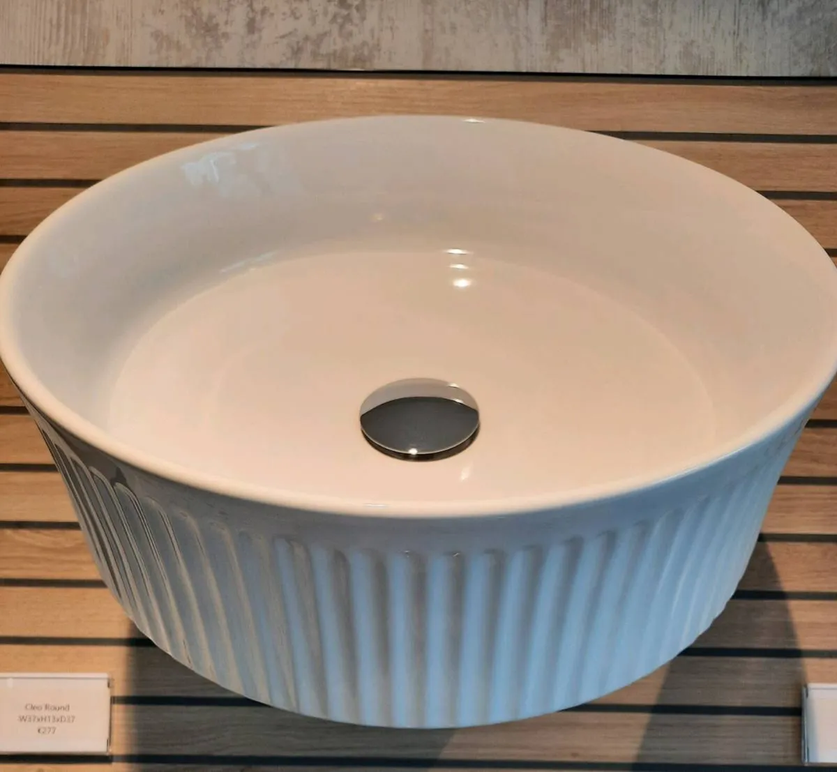 Round Fluted Ceramic Vessel Basin - Image 1