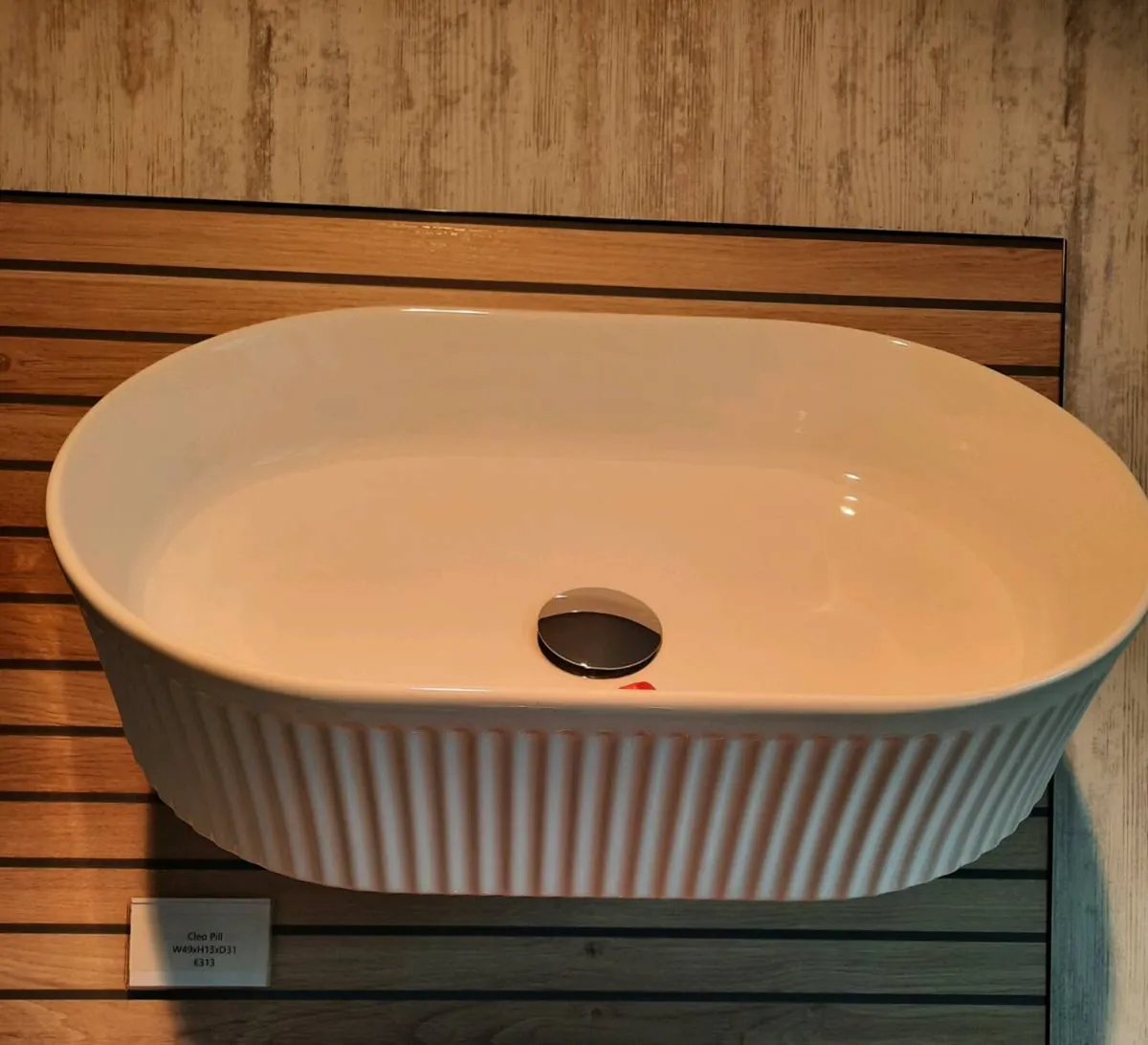 Pill Fluted Ceramic Vessel Basin - Image 1