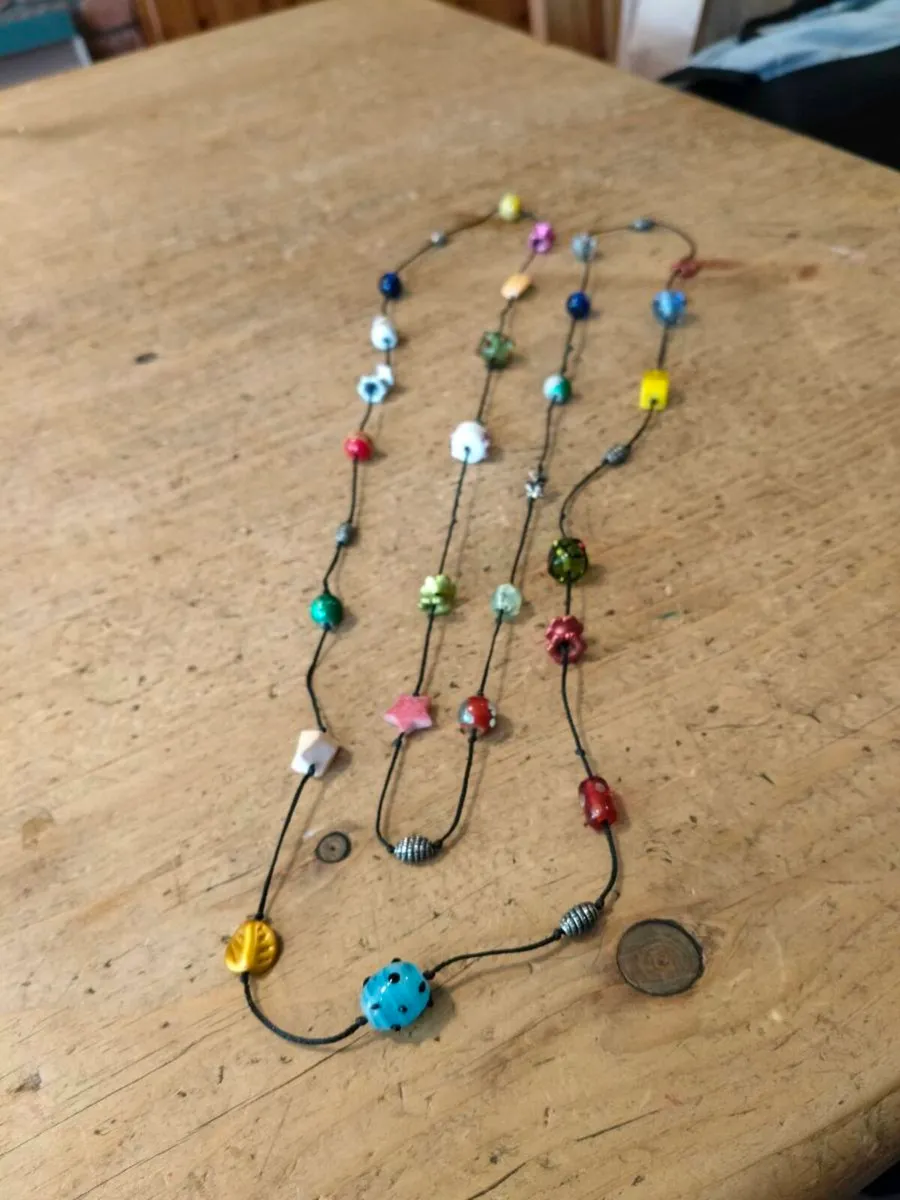 handmade funky necklace featuring a variety of col - Image 1