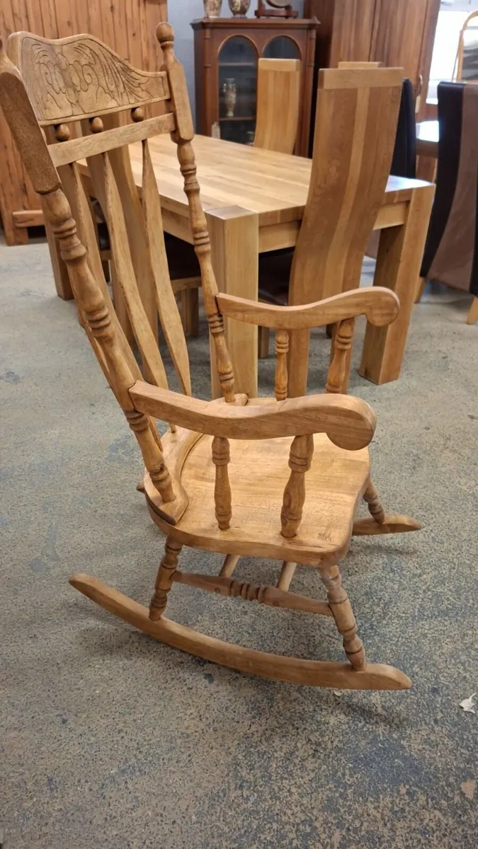 Large Carved back oak rocking chair - Image 4