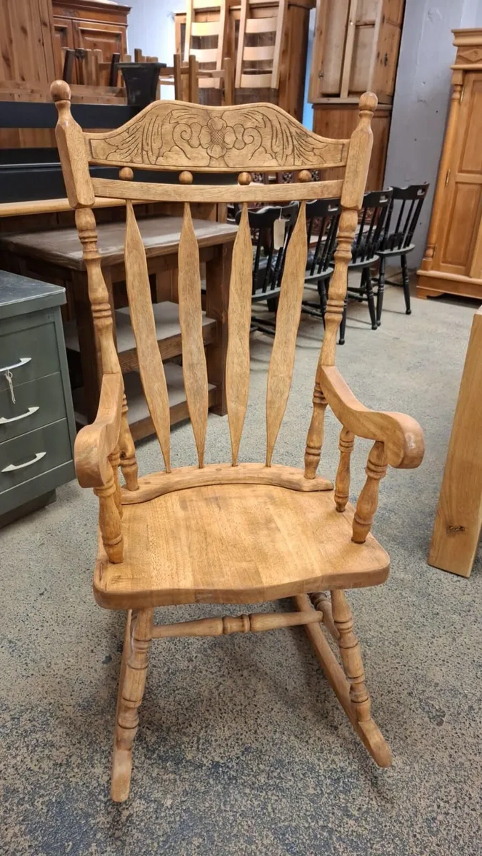 Large  carved back oak rocking chair - Image 1