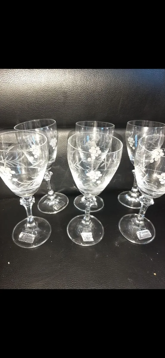 Duiske hand-cut crystal glasses x 6 - Image 1
