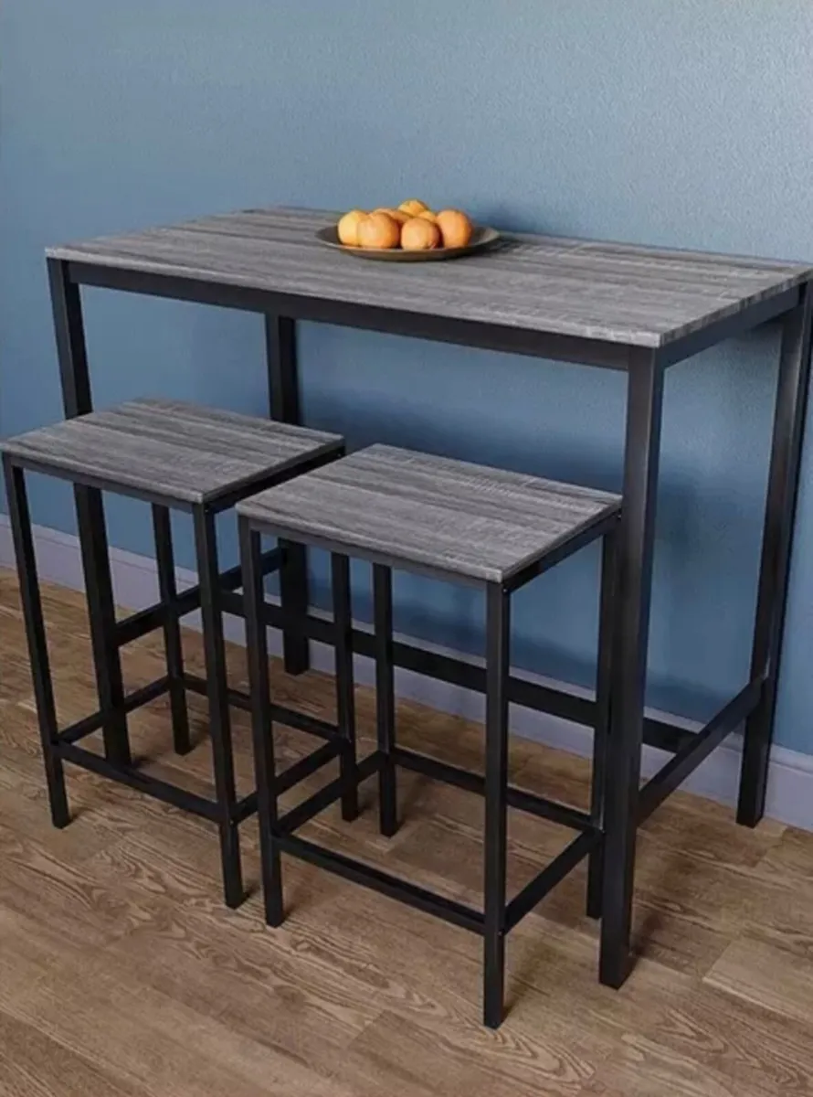 Roslyn 2 Seater Bar Table Set Concrete Grey - Image 2