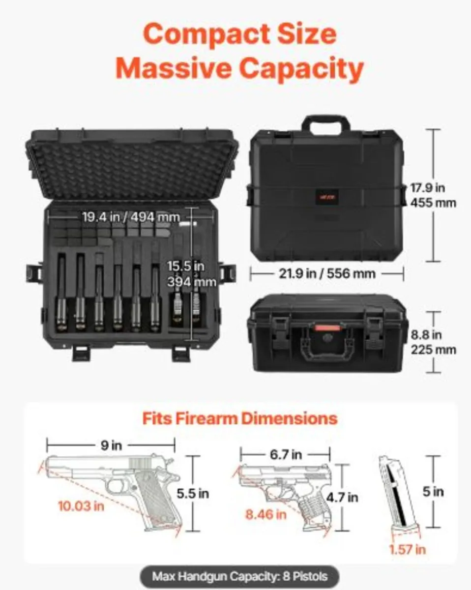 Hard Pistol Case, Heavy Duty Hard Gun Case - Image 2