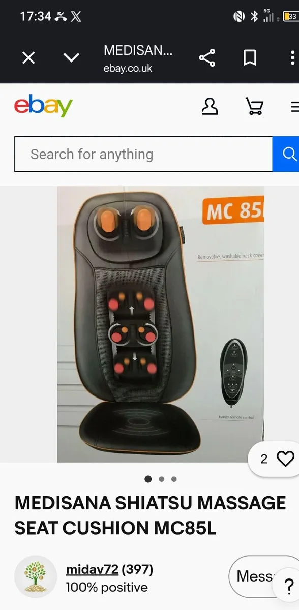 Shiatsu massage seat cushion MC 85L - Image 1