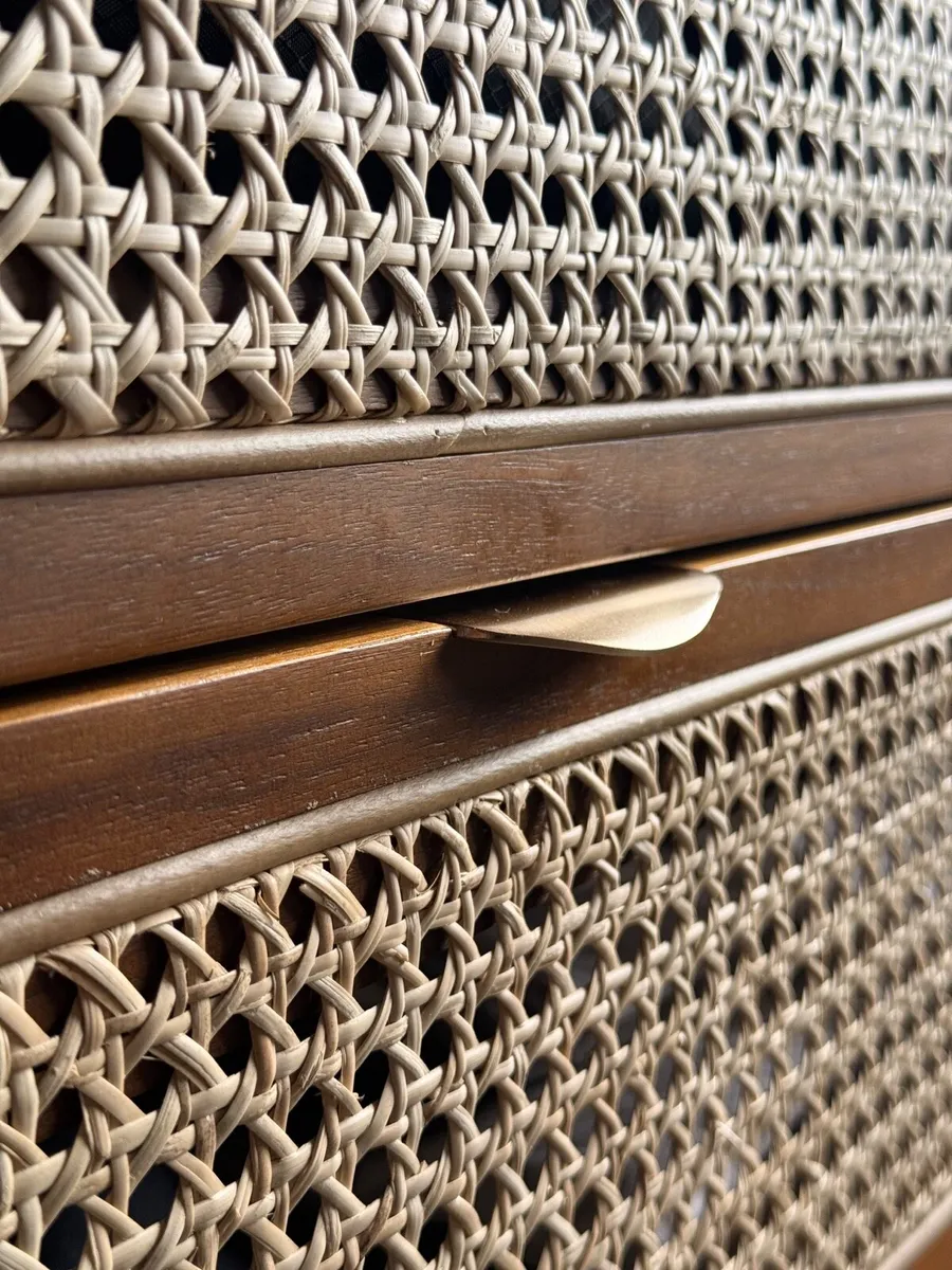 Solid Wood & Rattan Sideboard - Image 2