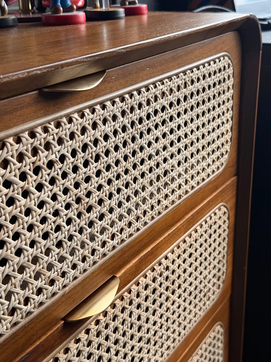 Solid Wood & Rattan Sideboard - Image 4