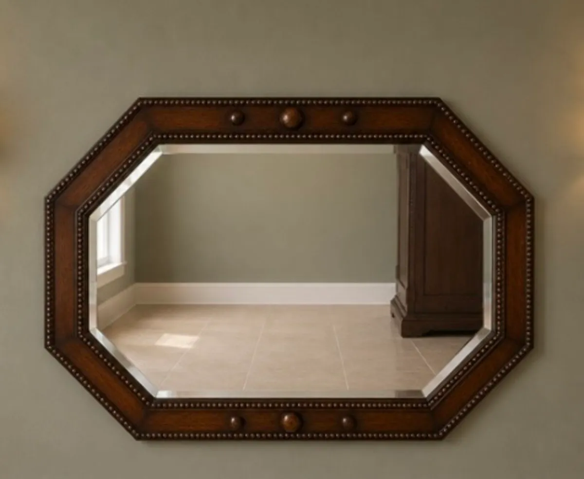 Edwardian Oak wall mirror