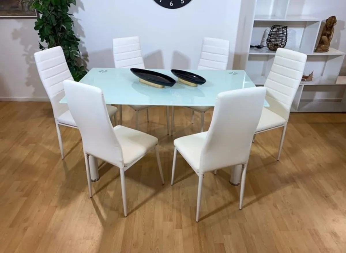 Glass Dining Table + 6 Chairs | FREE Delivery - Image 1