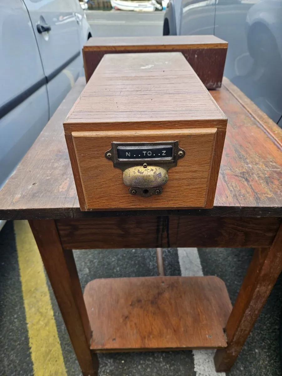 Vintage Retro Wooden Index Card Filing Cabinet - Image 4
