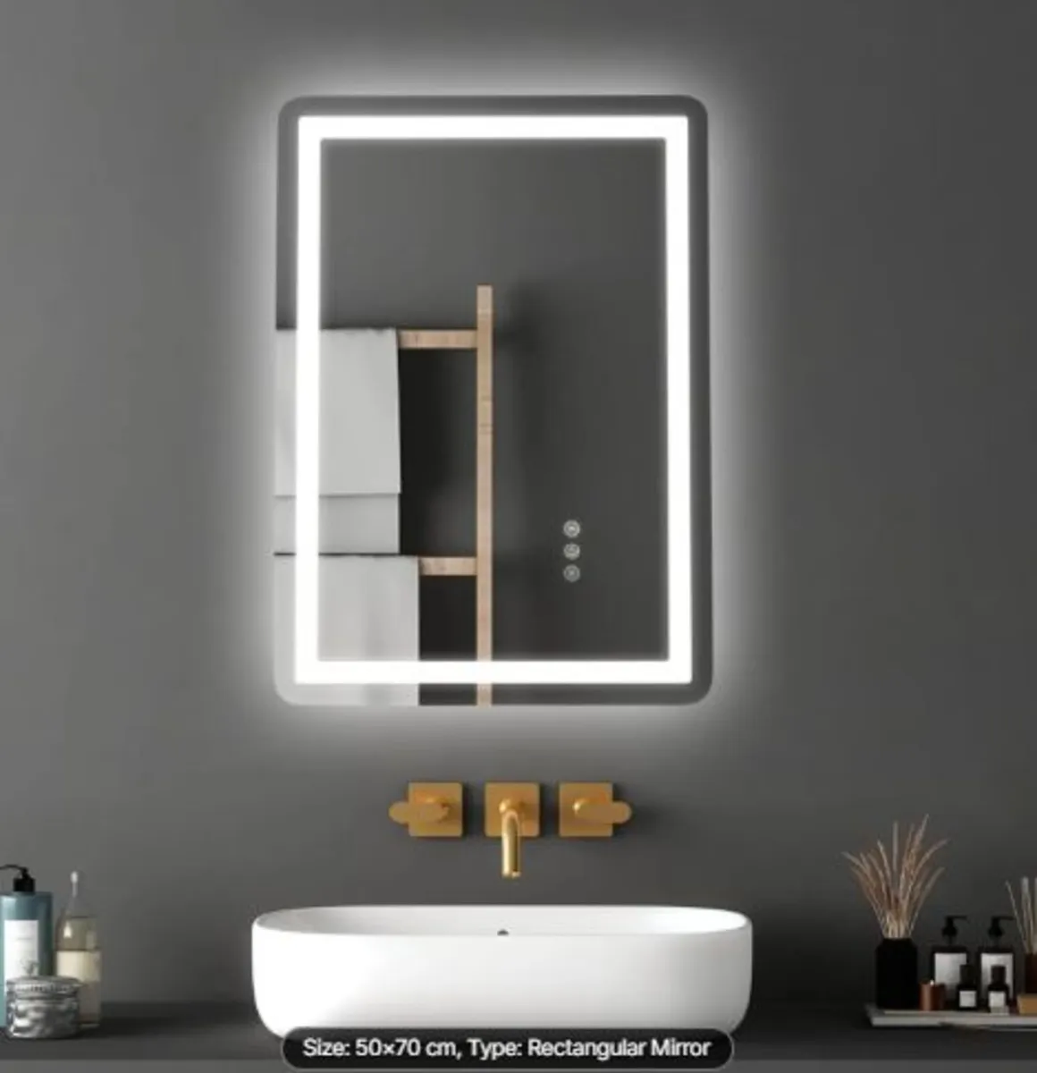 LED Bathroom Mirror, 50 x 70 cm LED Bathroom - Image 3