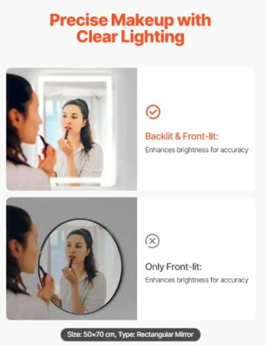 LED Bathroom Mirror, 50 x 70 cm LED Bathroom - Image 4