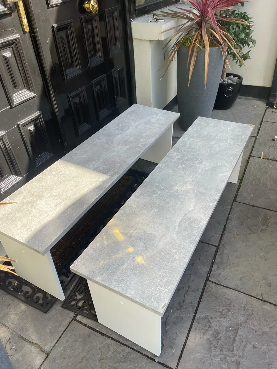 2 x Gorgeous Grey Wooden Kitchen Dining Benches