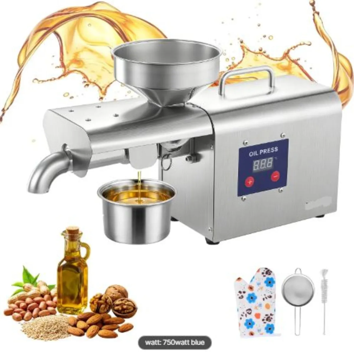 Oil Press Machine, 3.75KG/H Capacity, 750W Oil - Image 1