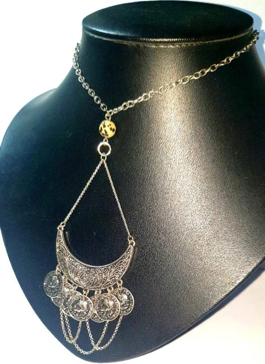 Vintage Boho Silver Statement Necklace - Image 1