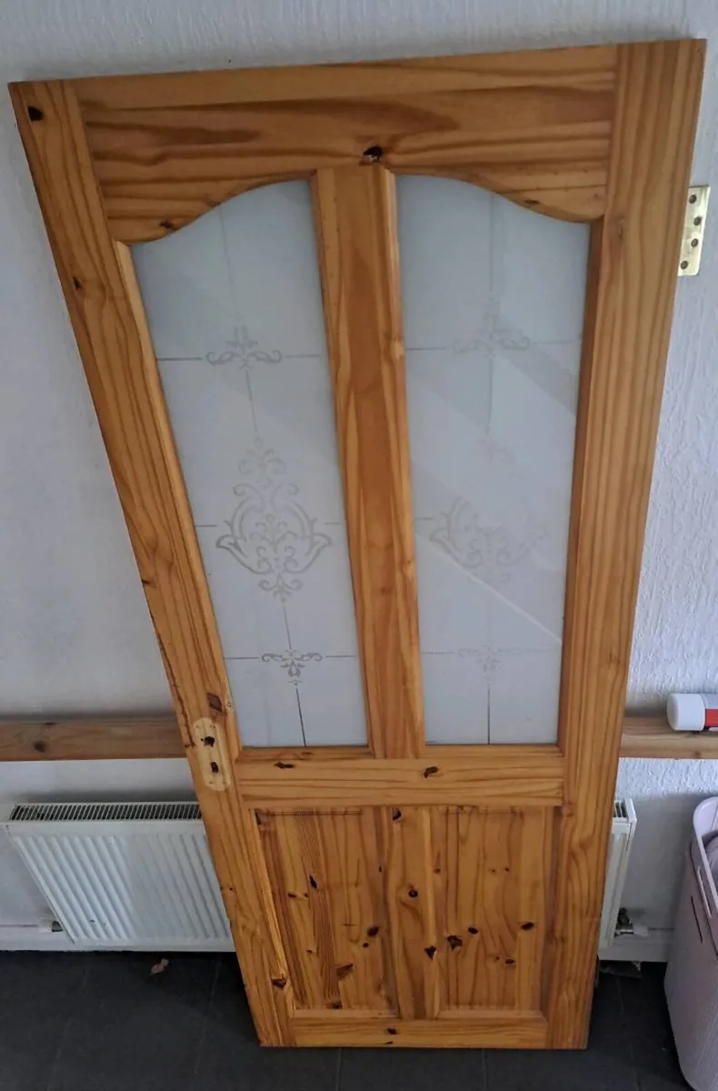 Solid Pine Internal Door Decorative Frosted Glass - Image 1
