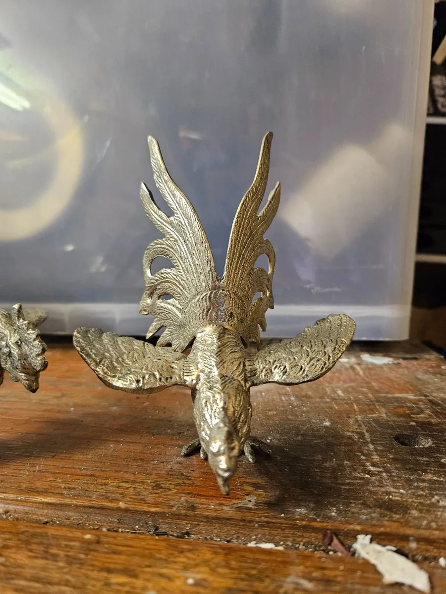 Vintage Metal Fighting Cockrels - Image 4