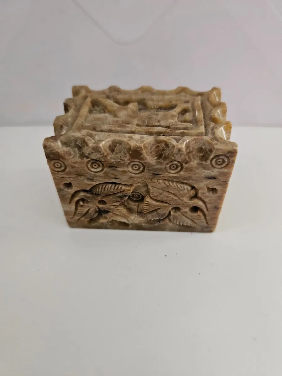 Vintage Carved Soapstone Box - Image 2
