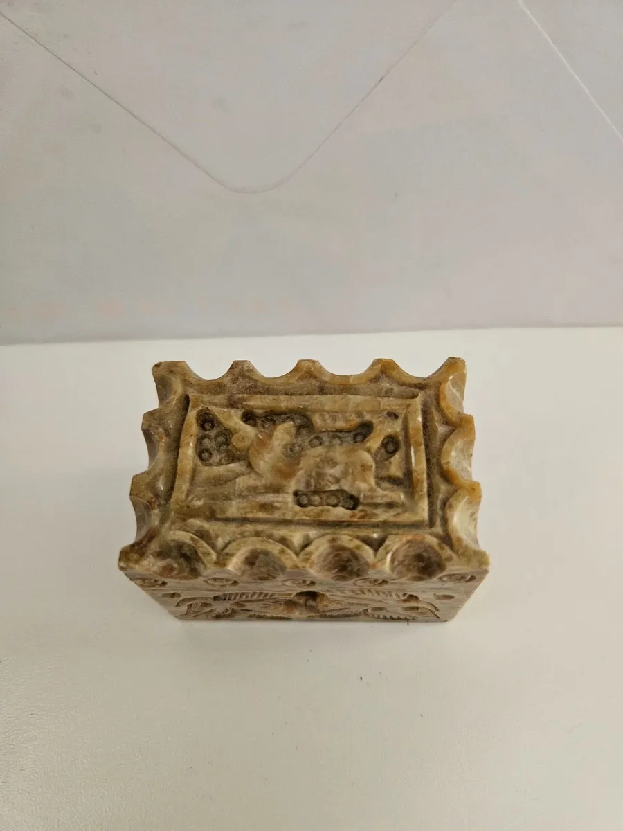 Vintage Carved Soapstone Box - Image 1