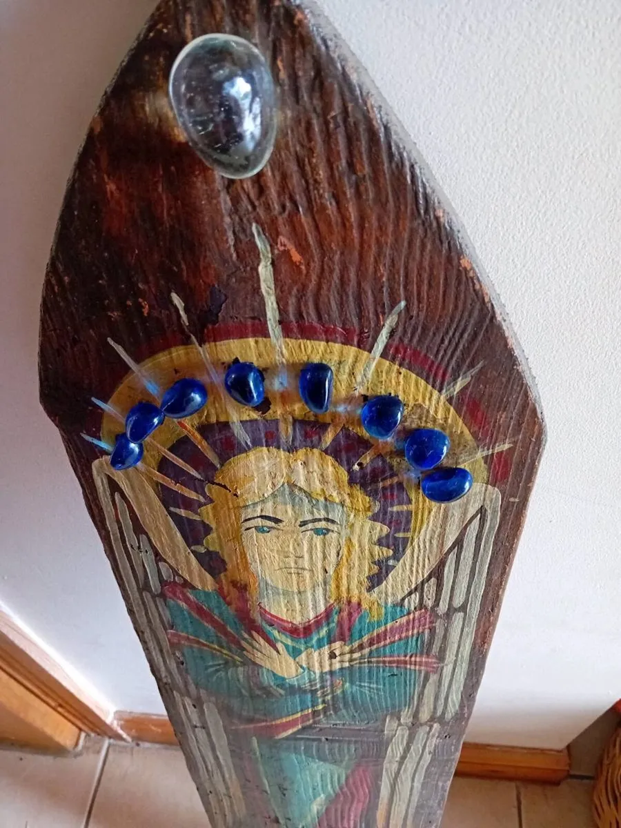 Wooden hand painted religious hanging - Image 1