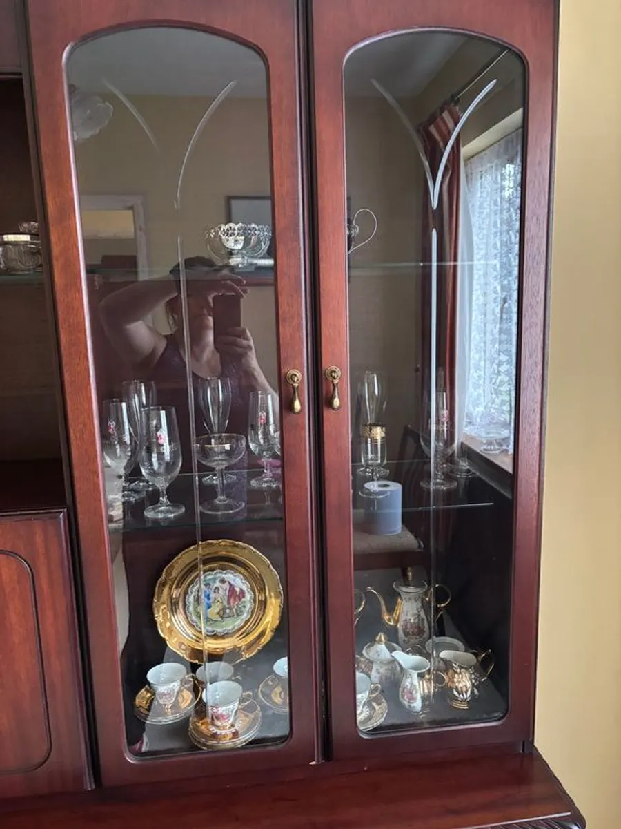 Glass Display Dark Wood Cabinet - Image 4