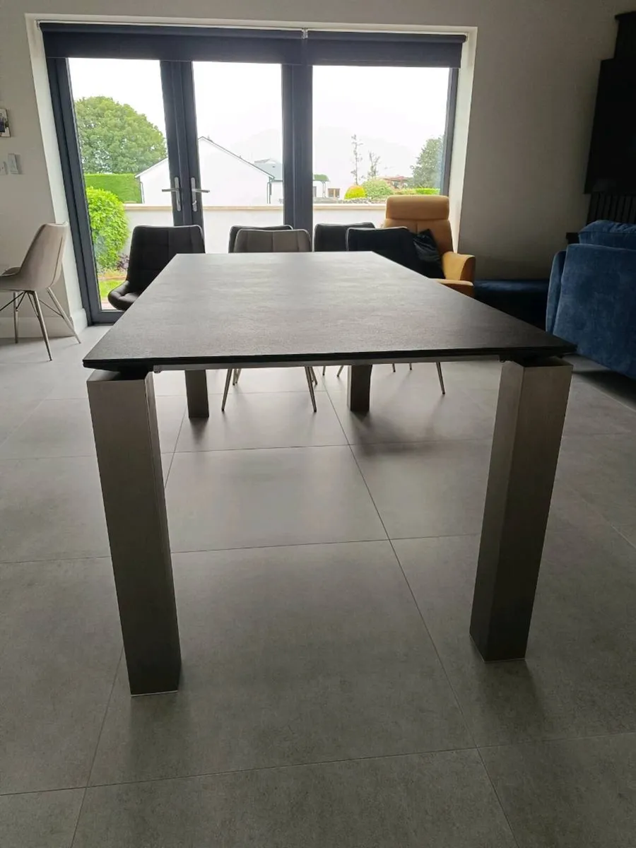 Dark Grey Ceramic Dining Table, Brushed Steel Legs - Image 3