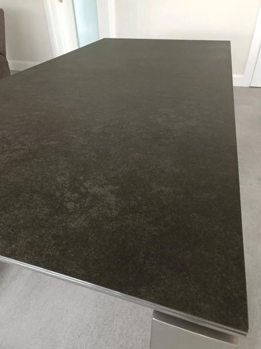 Dark Grey Ceramic Dining Table, Brushed Steel Legs - Image 4