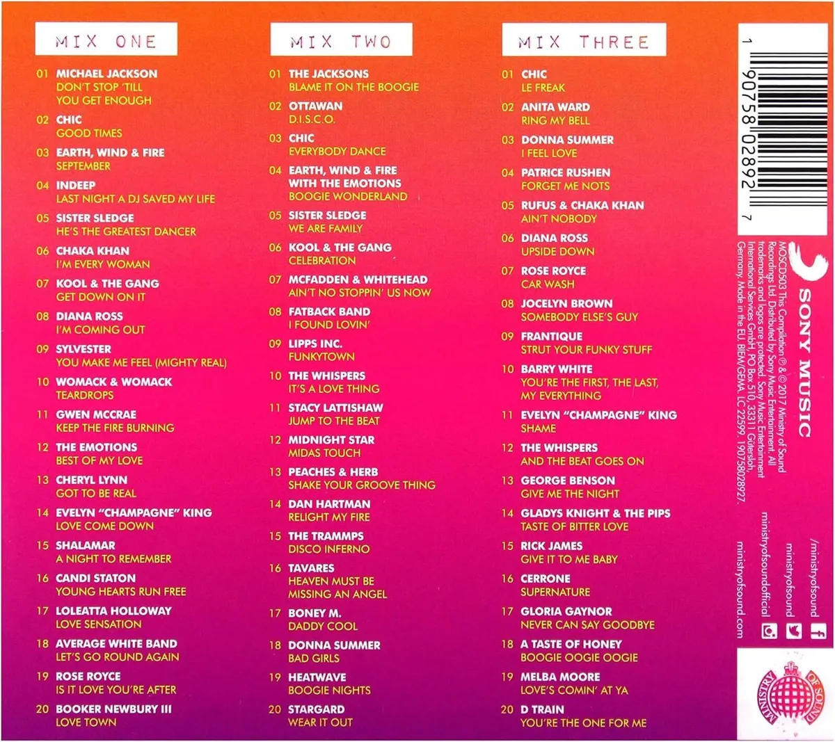 I LOVE DISCO - Ministry of Sound - 3cd - NEW - Image 2