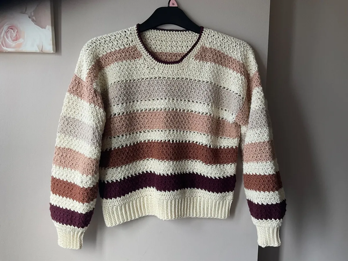 Handmade crochet oversized striped sweater - Image 2