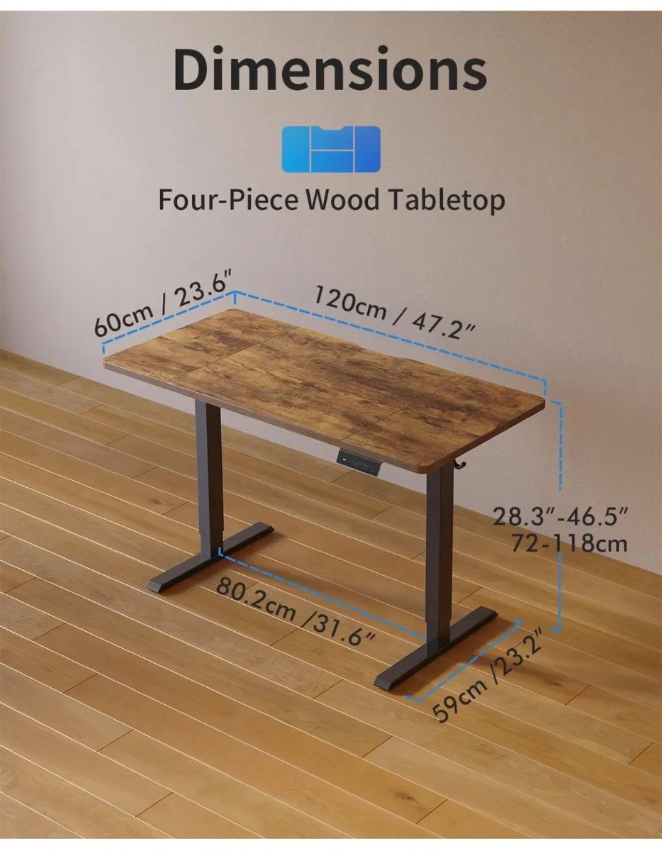 Electric Standing Desk 120 x 60 cm, Height Adjusta - Image 4