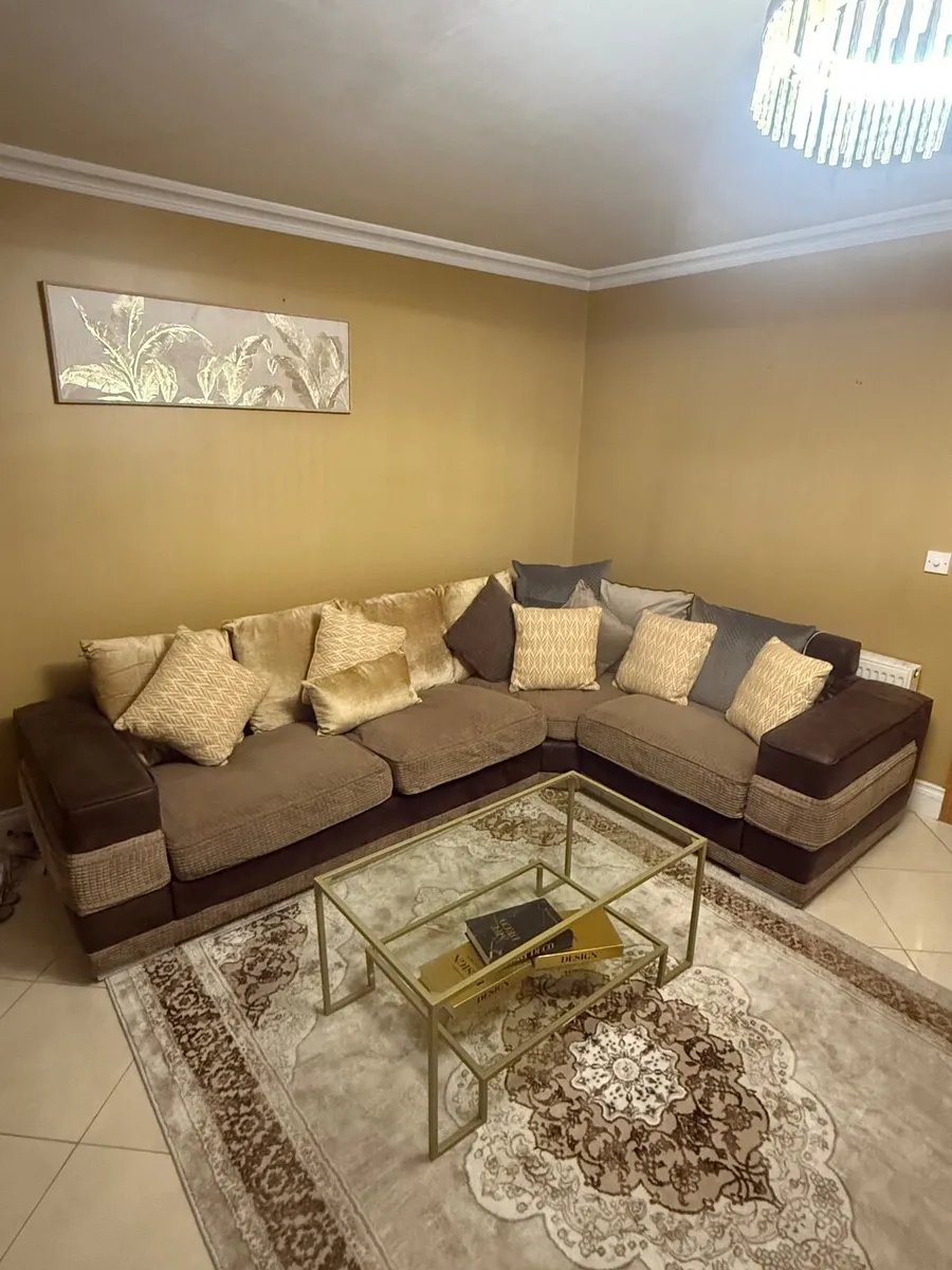 Large L Shape suede & cloth sofa 🛋️ - Image 1