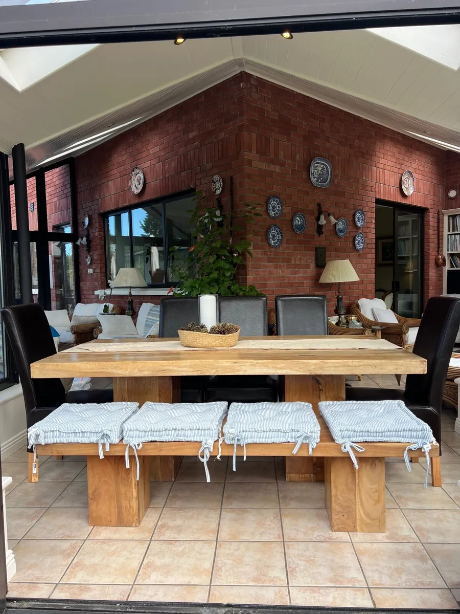 Dining  table, long bench and  5 chairs - Image 3