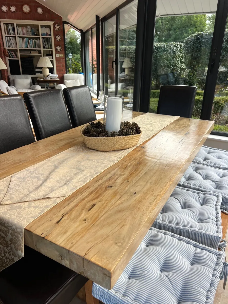 Dining  table, long bench and  5 chairs - Image 4