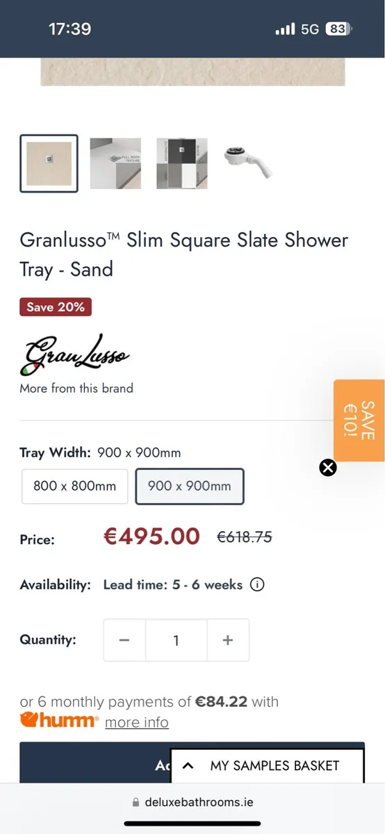 Slate Shower Tray 900x900 - Image 2