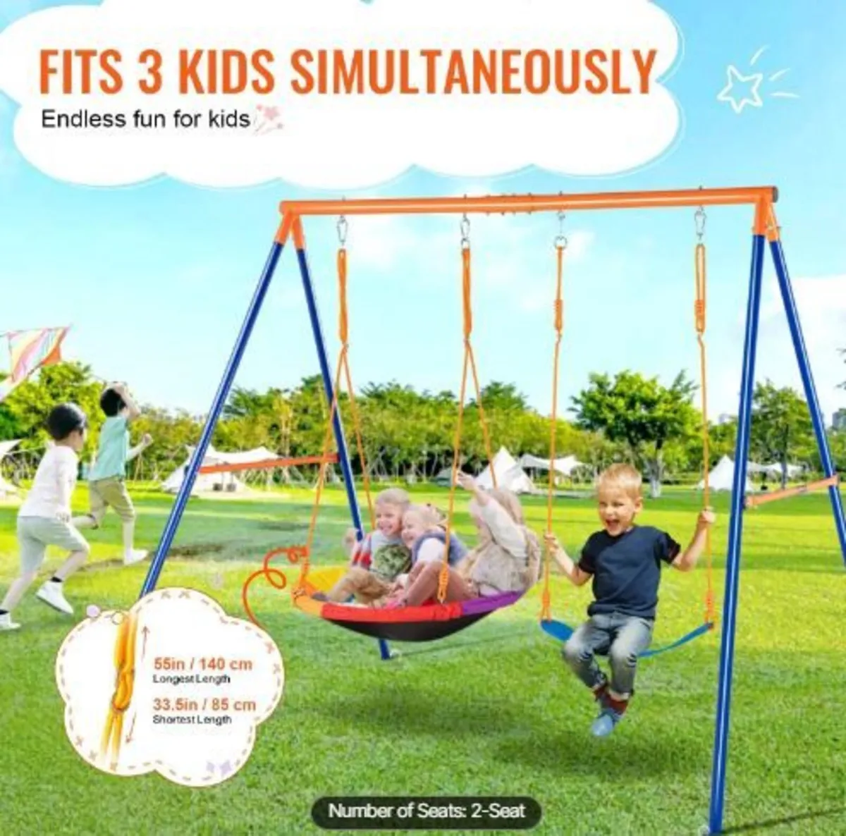 Swing Sets for Backyard, 440lbs Load - Image 1