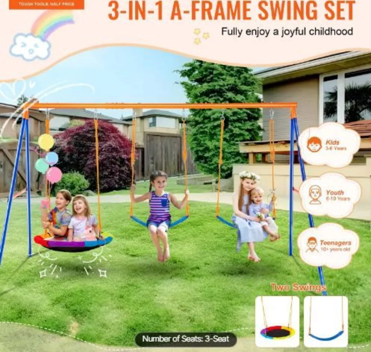 Swing Sets for Backyard, 600lbs Load - Image 2