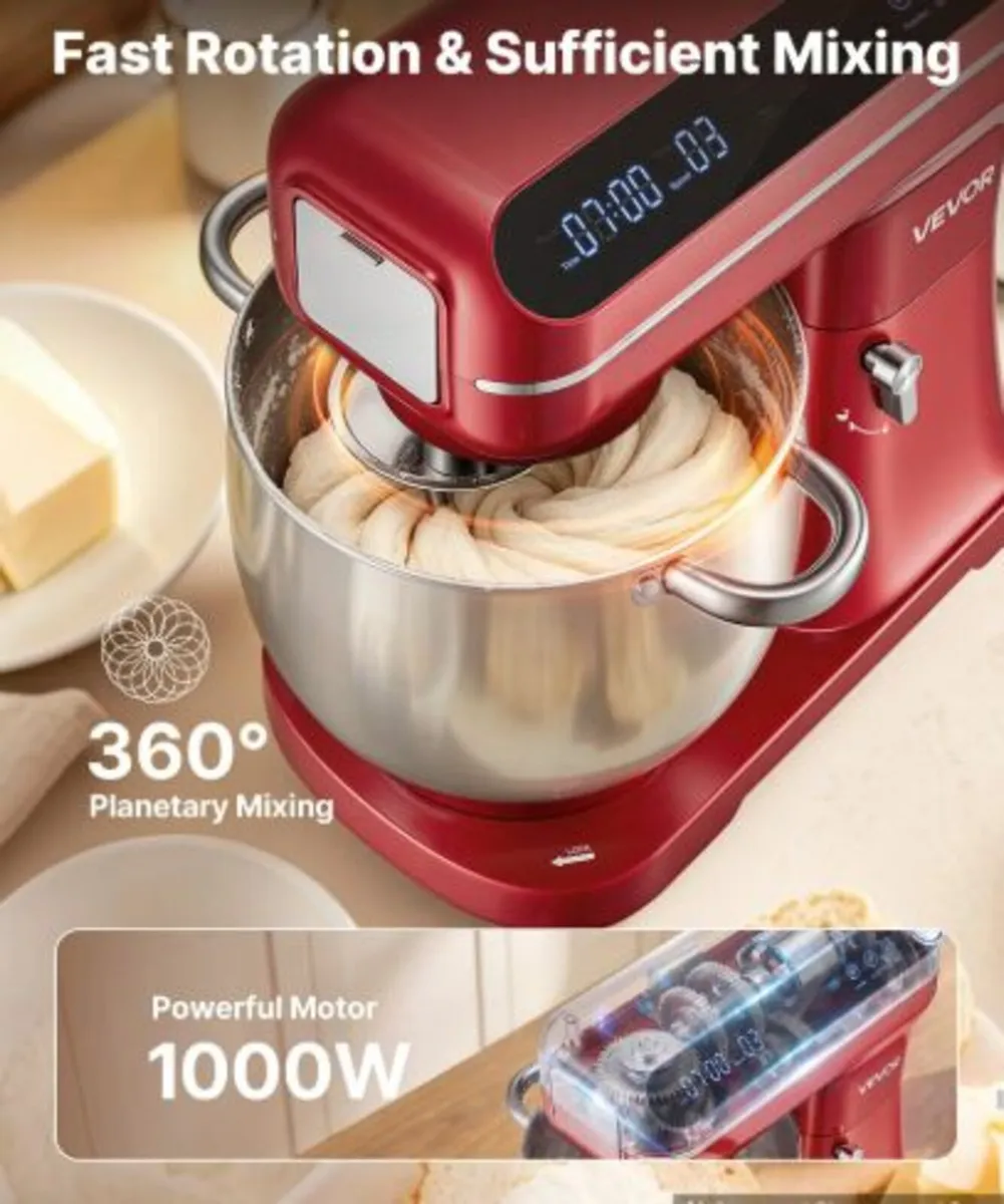 7L 2-in-1 Tilt Head Stand Mixer 1000W Electric - Image 1