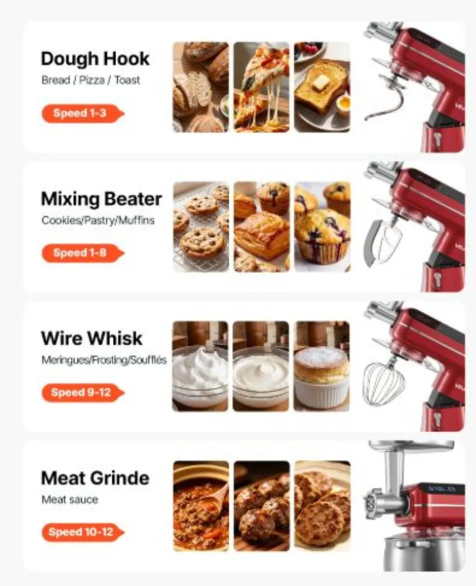 7L 2-in-1 Tilt Head Stand Mixer 1000W Electric - Image 3
