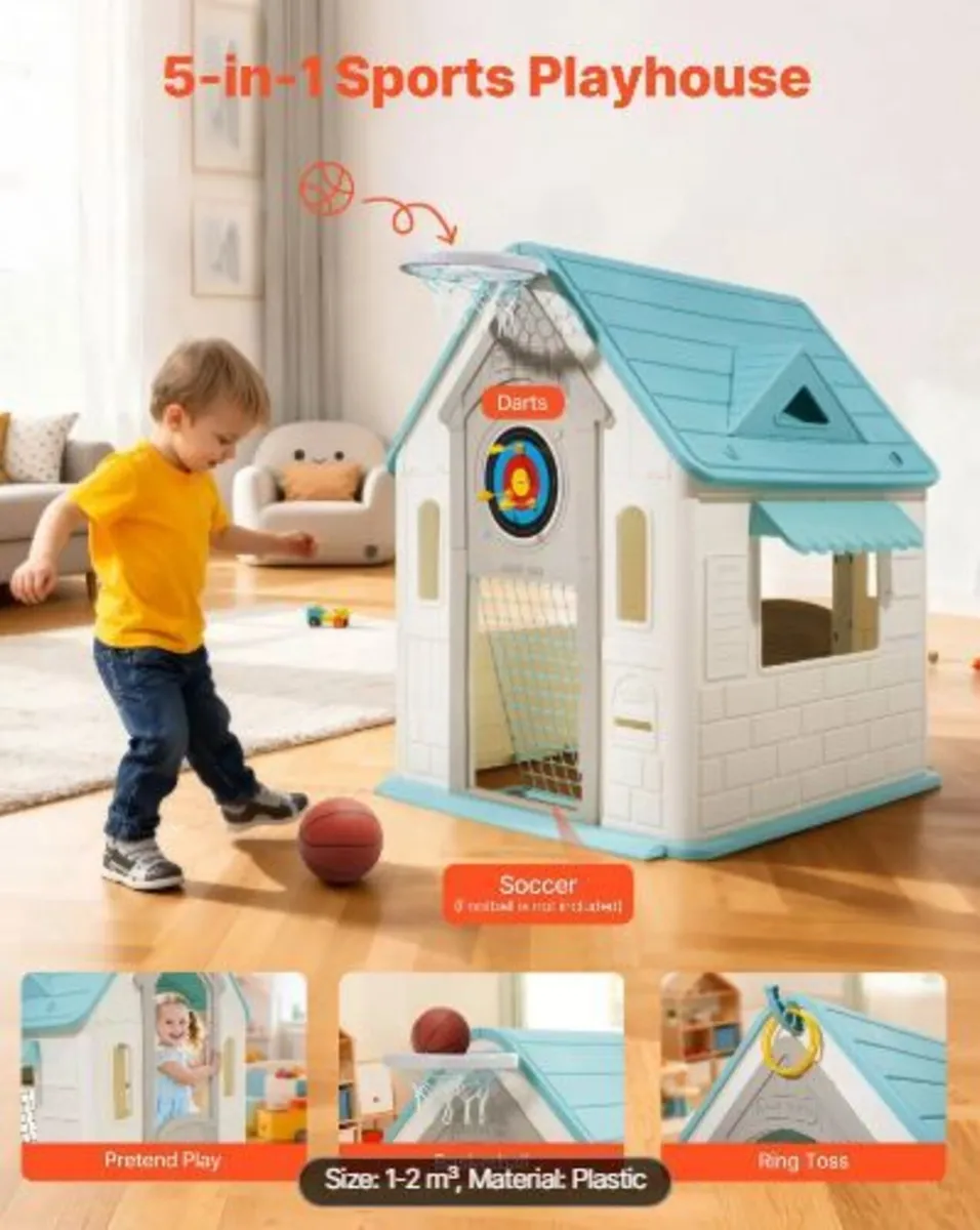 Outdoor Playhouse, 5-In-1 Cottage Play House - Image 1