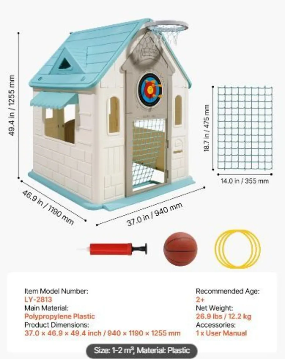 Outdoor Playhouse, 5-In-1 Cottage Play House - Image 3