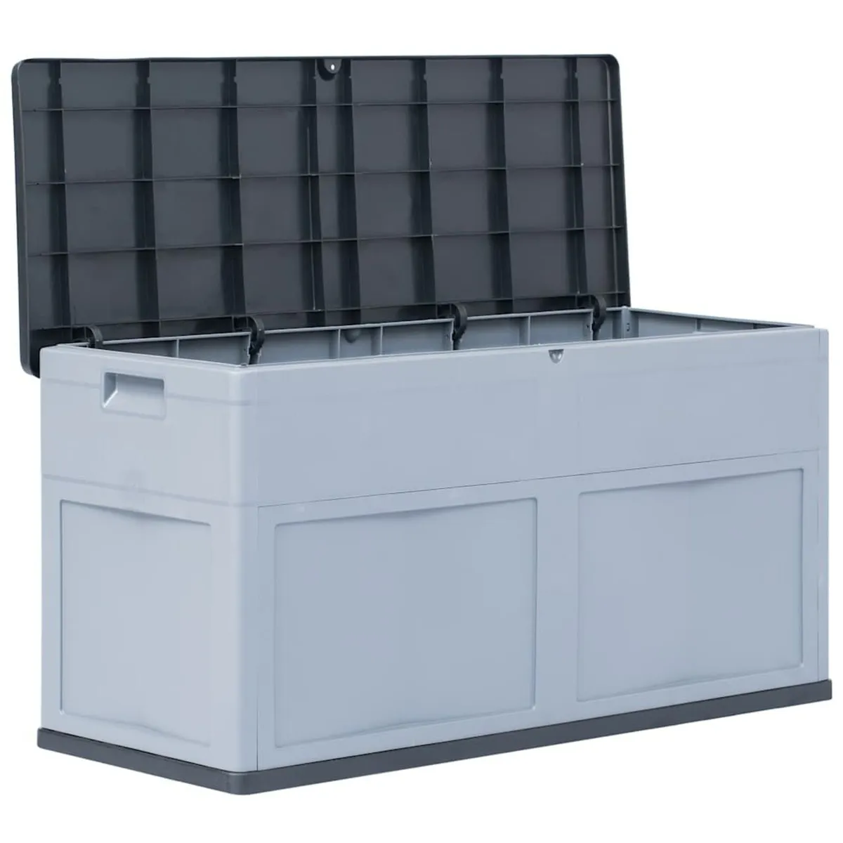 320L Outdoor Garden Storage Box Grey Cushion & Too - Image 3
