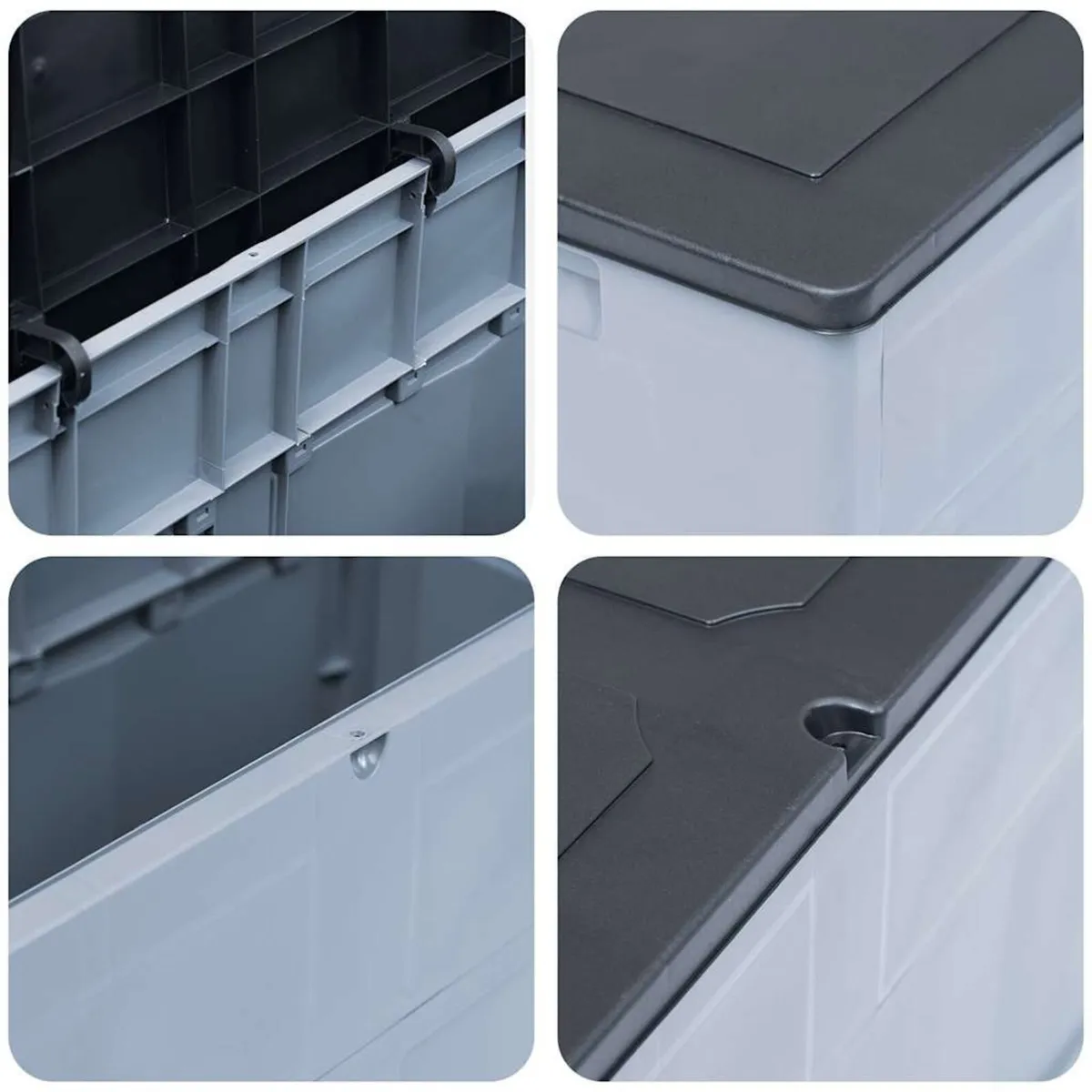 320L Outdoor Garden Storage Box Grey Cushion & Too - Image 4