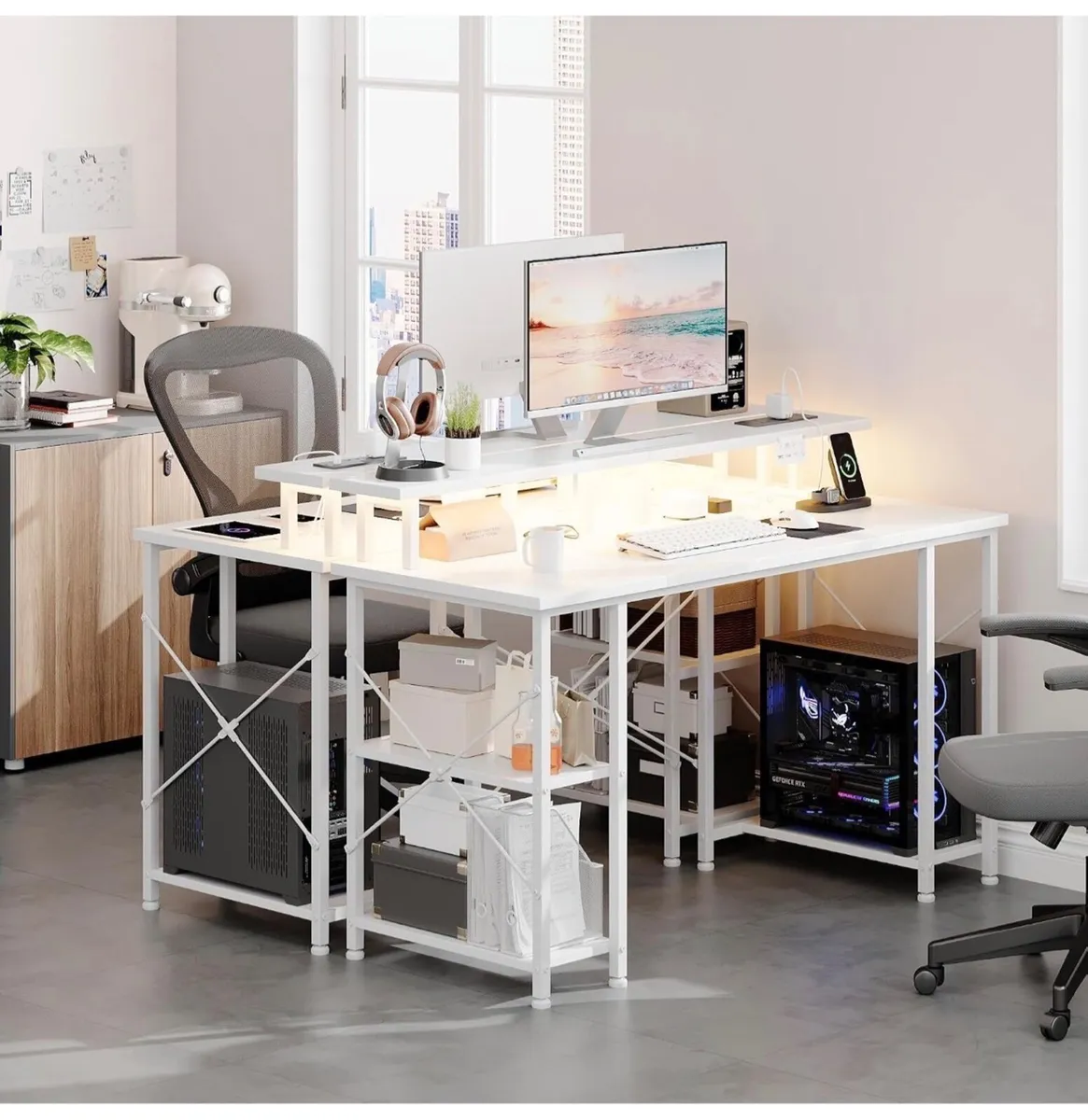 120x50cm Gaming Desk with LED Lights & Power Outle - Image 2