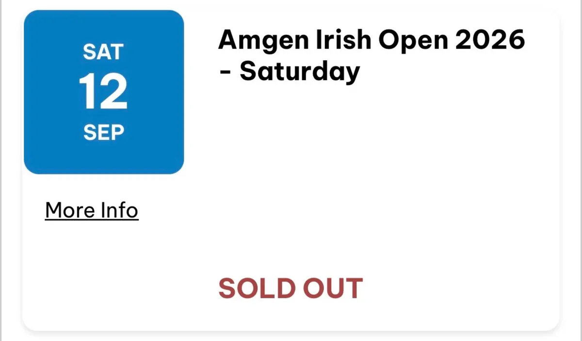 Irish Open Saturday Gen Admission Tickets
