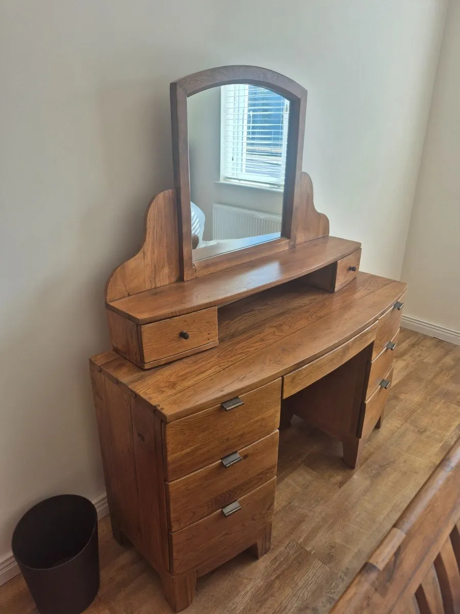 Oak Dressing Table with Mirror & Lots of Storage - Image 1