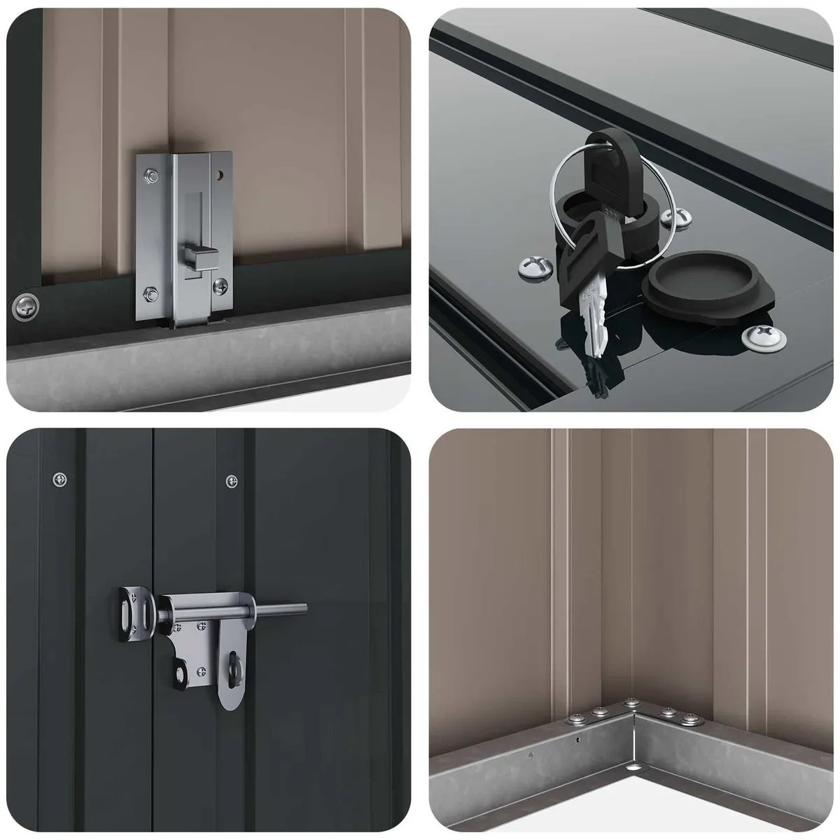 Lockable Steel Garden Storage Box Black Outdoor St - Image 4