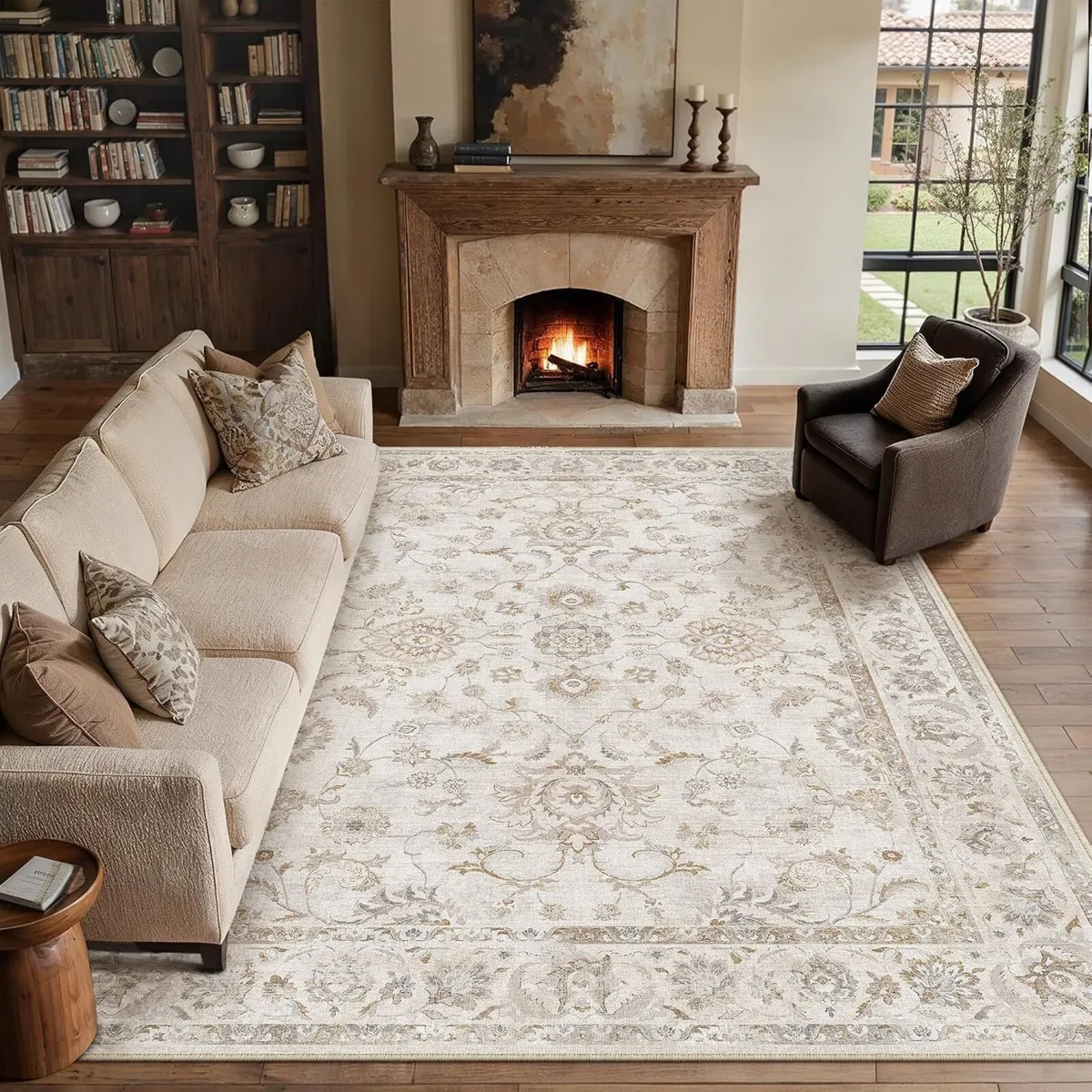 Large Living Room Area Rug Vintage Washable - Image 2
